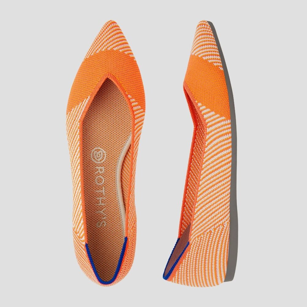 Rothy's The Point in Retired Orange Pinstripe Point Size 6.5 Never Worn